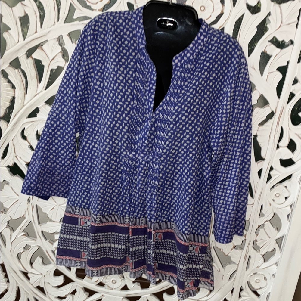 Roberta Roller Rabbit Serafina tunic Blue and White Blouse excellent condition